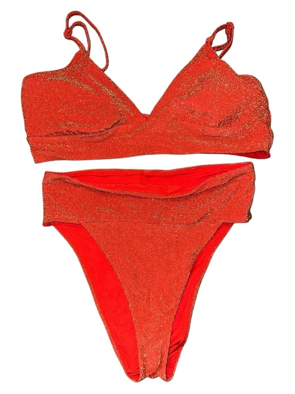Arie Sprakle Vibrant Orange Bikini with Shimmer